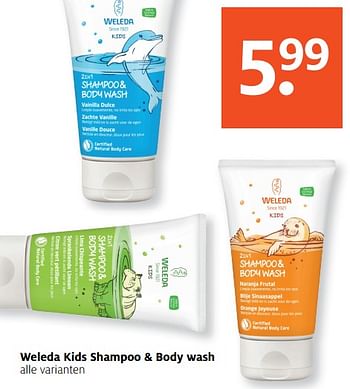 Aanbiedingen Weleda kids shampoo + body wash - Weleda - Geldig van 07/08/2017 tot 13/08/2017 bij Etos