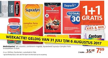 Aanbiedingen Supradyn complex forte bruistabletten - Huismerk - Etos - Geldig van 07/08/2017 tot 13/08/2017 bij Etos