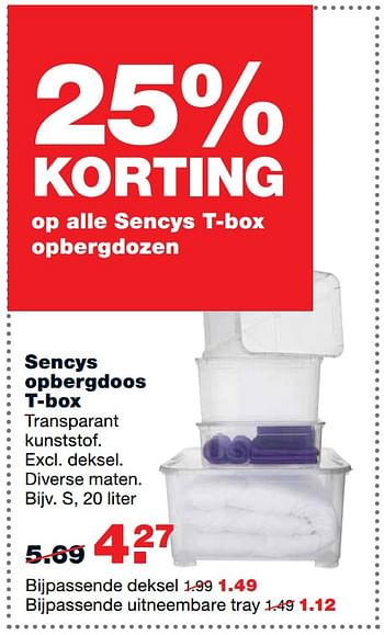 Aanbiedingen Sencys opbergdoos t-box - Sencys - Geldig van 07/08/2017 tot 13/08/2017 bij Praxis