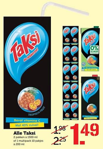 Aanbiedingen Alle taksi - Taksi - Geldig van 07/08/2017 tot 13/08/2017 bij Coop