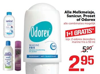 Aanbiedingen Alle melkmeisje, sanicur, proset of odorex - Huismerk - Coop - Geldig van 07/08/2017 tot 13/08/2017 bij Coop