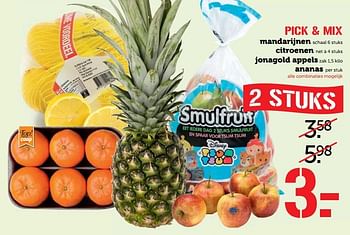 Aanbiedingen Mandarijnen citroenen jonagold appels ananas - Huismerk - Coop - Geldig van 07/08/2017 tot 13/08/2017 bij Coop