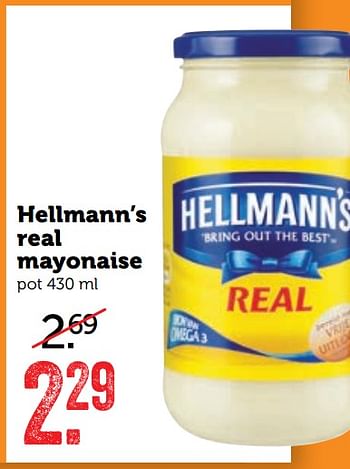Aanbiedingen Hellmann`s real mayonaise - Hellman's - Geldig van 07/08/2017 tot 13/08/2017 bij Coop