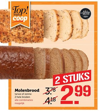 Aanbiedingen Molenbrood tarwe of zonne - Molenbrood - Geldig van 07/08/2017 tot 13/08/2017 bij Coop