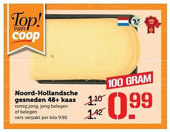 Aanbiedingen Noord-hollandsche gesneden 48+ kaas - Huismerk - Coop - Geldig van 07/08/2017 tot 13/08/2017 bij Coop