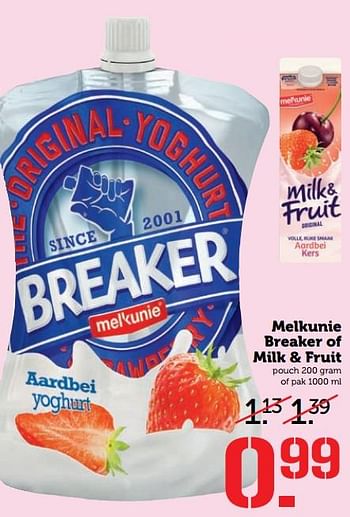 Aanbiedingen Melkunie breaker of milk + fruit - Melkunie - Geldig van 07/08/2017 tot 13/08/2017 bij Coop