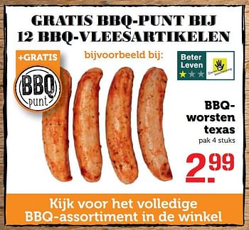 Aanbiedingen Bbqworsten texas - Huismerk - Coop - Geldig van 07/08/2017 tot 13/08/2017 bij Coop