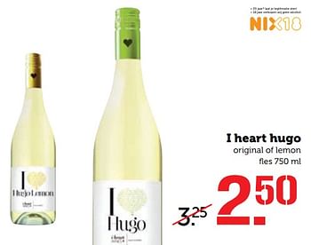 Aanbiedingen I heart hugo original of lemon - Witte wijnen - Geldig van 07/08/2017 tot 13/08/2017 bij Coop
