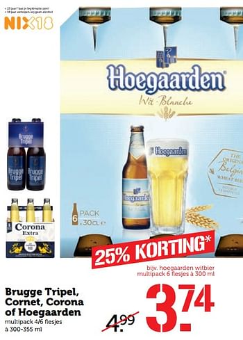 Aanbiedingen Brugge tripel, cornet, corona of hoegaarden - Huismerk - Coop - Geldig van 07/08/2017 tot 13/08/2017 bij Coop