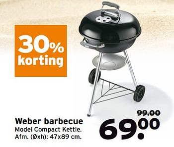 Aanbiedingen Weber barbecue model compact kettle - Weber - Geldig van 07/08/2017 tot 13/08/2017 bij Gamma