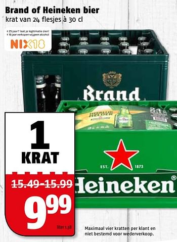 Aanbiedingen Brand of heineken bier - Huismerk Poiesz - Geldig van 07/08/2017 tot 13/08/2017 bij Poiesz