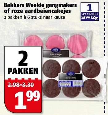 Aanbiedingen Bakkers weelde gangmakers of roze aardbeiencakejes - Bakkersweelde - Geldig van 07/08/2017 tot 13/08/2017 bij Poiesz