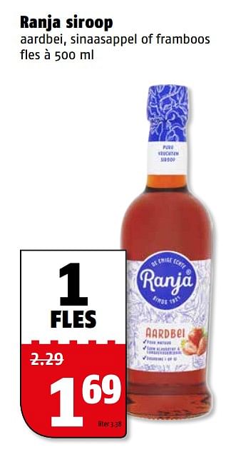 Aanbiedingen Ranja siroop aardbei, sinaasappel of framboos - Ranja - Geldig van 07/08/2017 tot 13/08/2017 bij Poiesz
