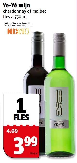 Aanbiedingen Ye-yé wijn chardonnay of malbec - Witte wijnen - Geldig van 07/08/2017 tot 13/08/2017 bij Poiesz