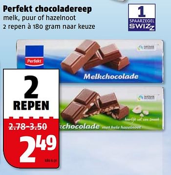 Aanbiedingen Perfekt chocoladereep - Perfekt - Geldig van 07/08/2017 tot 13/08/2017 bij Poiesz