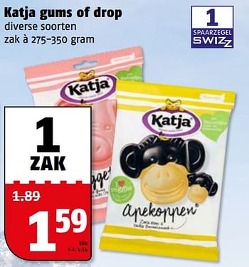 Aanbiedingen Katja gums of drop - Katja - Geldig van 07/08/2017 tot 13/08/2017 bij Poiesz