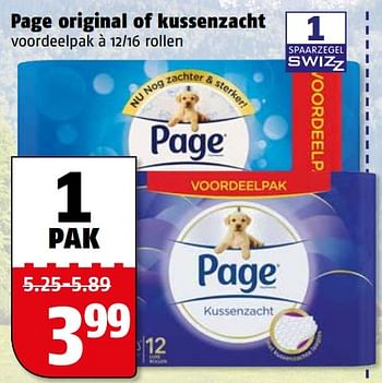 Aanbiedingen Page original of kussenzacht - Page - Geldig van 07/08/2017 tot 13/08/2017 bij Poiesz