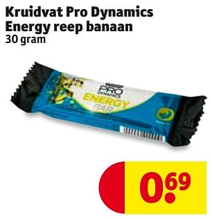 Aanbiedingen Kruidvat pro dynamics energy reep banaan - Huismerk - Kruidvat - Geldig van 08/08/2017 tot 20/08/2017 bij Kruidvat
