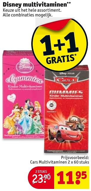 Aanbiedingen Cars multivitaminen - Disney - Geldig van 08/08/2017 tot 20/08/2017 bij Kruidvat