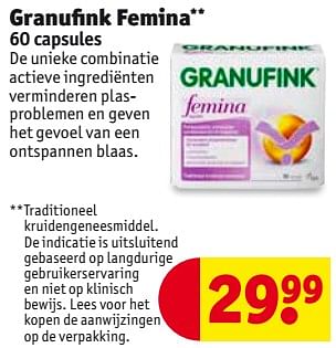 Aanbiedingen Granufink femina - Granufink - Geldig van 08/08/2017 tot 20/08/2017 bij Kruidvat