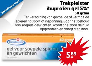 Aanbiedingen Trekpleister ibuprofen gel 5% - Huismerk - Trekpleister - Geldig van 08/08/2017 tot 13/08/2017 bij Trekpleister