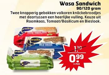Aanbiedingen Wasa sandwich - Wasa - Geldig van 08/08/2017 tot 13/08/2017 bij Trekpleister