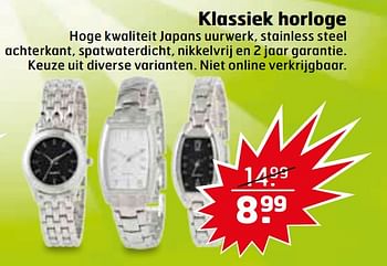 Aanbiedingen Klassiek horloge - Huismerk - Trekpleister - Geldig van 08/08/2017 tot 13/08/2017 bij Trekpleister