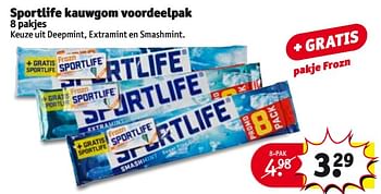Aanbiedingen Sportlife kauwgom voordeelpak - Sportlife - Geldig van 08/08/2017 tot 20/08/2017 bij Kruidvat