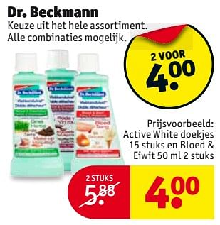 Aanbiedingen Active white doekjes en bloed + eiwit - Dr. Beckmann - Geldig van 08/08/2017 tot 20/08/2017 bij Kruidvat