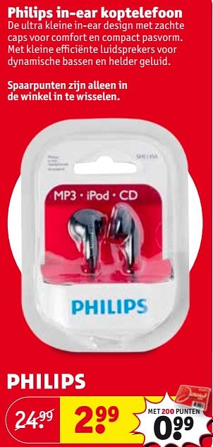 Aanbiedingen Philips in-ear koptelefoon - Philips - Geldig van 08/08/2017 tot 20/08/2017 bij Kruidvat
