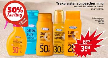 Aanbiedingen Sunmilk fles spf 20 - Huismerk - Trekpleister - Geldig van 08/08/2017 tot 13/08/2017 bij Trekpleister