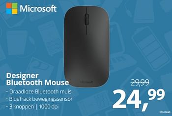 Aanbiedingen Designer bluetooth mouse - Microsoft - Geldig van 24/07/2017 tot 03/09/2017 bij Paradigit
