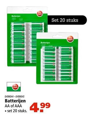Aanbiedingen Batterijen aa of aaa - Huismerk - Marskramer - Geldig van 10/08/2017 tot 23/08/2017 bij Marskramer