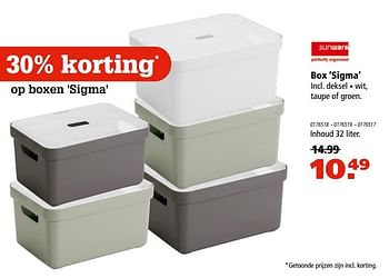 Aanbiedingen Box sigma - Sunware - Geldig van 10/08/2017 tot 23/08/2017 bij Marskramer