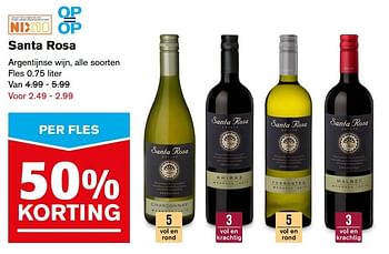 Aanbiedingen Santa rosa argentijnse wijn - Rode wijnen - Geldig van 09/08/2017 tot 15/08/2017 bij Hoogvliet