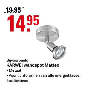 Aanbiedingen Karwei wandspot matteo - Huismerk Karwei - Geldig van 14/08/2017 tot 20/08/2017 bij Karwei