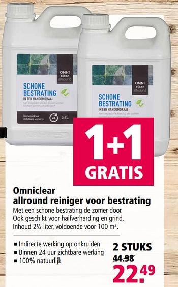 Aanbiedingen Omniclear allround reiniger voor bestrating - Omniclear - Geldig van 14/08/2017 tot 27/08/2017 bij Welkoop
