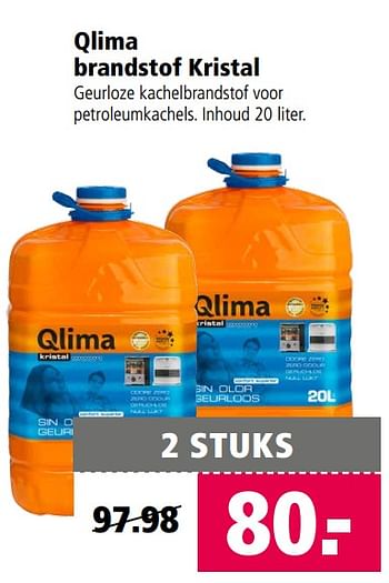 Aanbiedingen Qlima brandstof kristal - Qlima  - Geldig van 14/08/2017 tot 27/08/2017 bij Welkoop