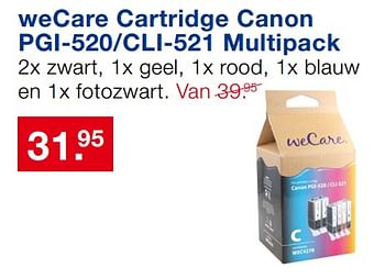 Aanbiedingen Wecare cartridge canon pgi-520-cli-521 multipack - WeCare - Geldig van 20/08/2017 tot 10/09/2017 bij Handyman
