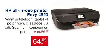 Aanbiedingen Hp all-in-one printer envy 4520 - HP - Geldig van 20/08/2017 tot 10/09/2017 bij Handyman