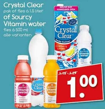 Aanbiedingen Crystal clear of sourcy vitamin water - Huismerk - Agrimarkt - Geldig van 07/08/2017 tot 12/08/2017 bij Agrimarkt
