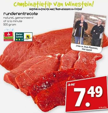 Aanbiedingen Runderentrecote naturel, gemarineerd of a la minute - Huismerk - Agrimarkt - Geldig van 07/08/2017 tot 12/08/2017 bij Agrimarkt