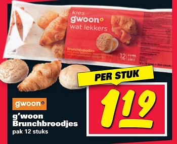 Aanbiedingen G`woon brunchbroodjes - Gâ€™woon - Geldig van 07/08/2017 tot 13/08/2017 bij Nettorama