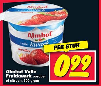 Aanbiedingen Almhof volle fruitkwark aardbei of citroen - Almhof - Geldig van 07/08/2017 tot 13/08/2017 bij Nettorama