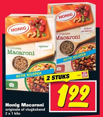 Aanbiedingen Honig macaroni originele of vlugkokend - Honig - Geldig van 07/08/2017 tot 13/08/2017 bij Nettorama