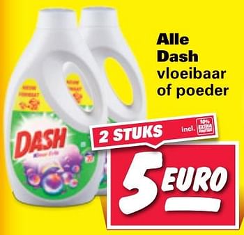 Aanbiedingen Alle dash vloeibaar of poeder - Dash - Geldig van 07/08/2017 tot 13/08/2017 bij Nettorama