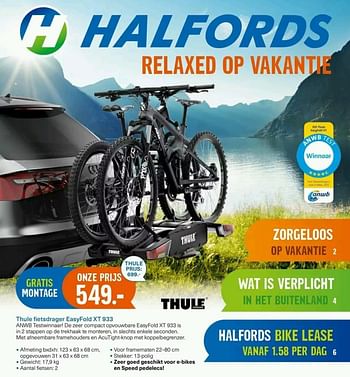 Aanbiedingen Thule fietsdrager easyfold xt 933 - Thule - Geldig van 07/08/2017 tot 20/08/2017 bij Halfords