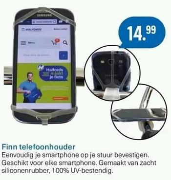 Aanbiedingen Finn telefoonhouder - Huismerk - Halfords - Geldig van 07/08/2017 tot 20/08/2017 bij Halfords
