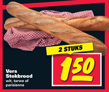 Aanbiedingen Vers stokbrood wit, tarwe of parisienne - Huismerk - Nettorama - Geldig van 07/08/2017 tot 13/08/2017 bij Nettorama