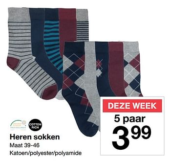 Aanbiedingen Heren sokken - Huismerk - Zeeman  - Geldig van 12/08/2017 tot 19/08/2017 bij Zeeman